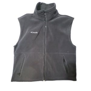 Columbia Fleece Classic Warm Vest Zip Up Embroidered Logo Black Size XL